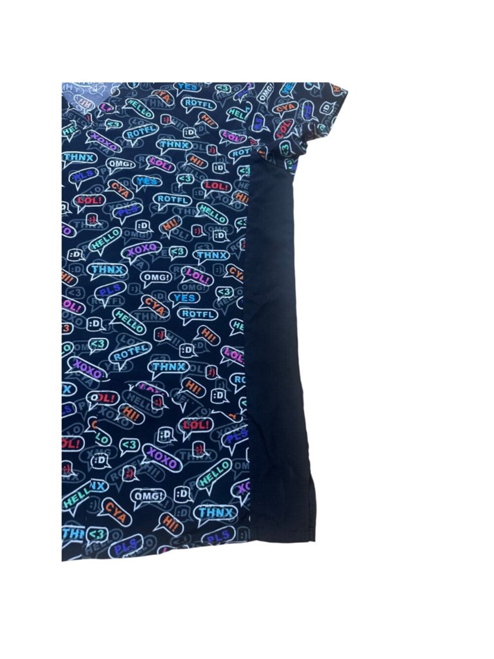 Divine Stretch Black Text Emoji Novelty Medical Scrub Top Large V-Neck - Picture 2 of 3